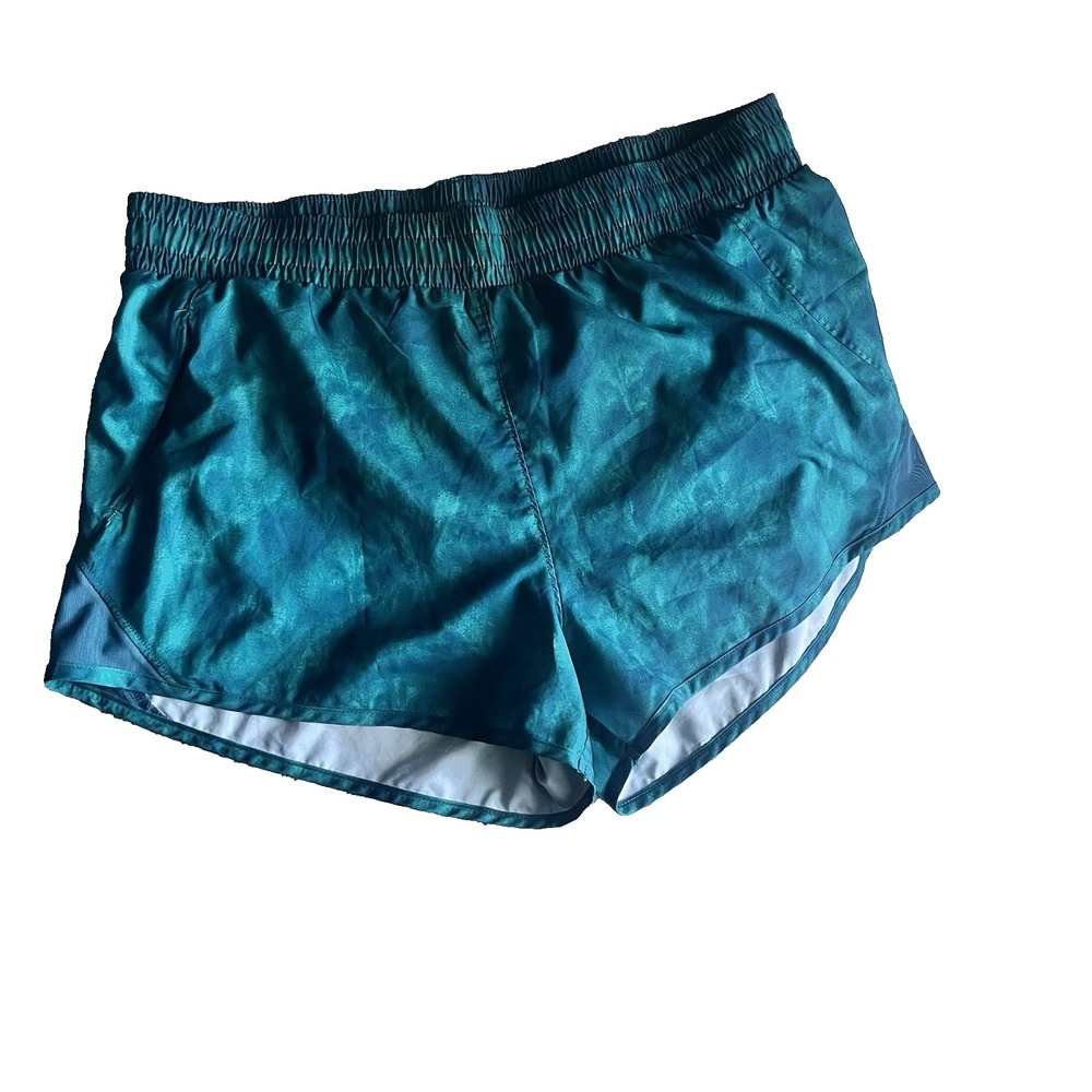 All in Motion Running Shorts Womens Teal Watercolor Print Activewear Large